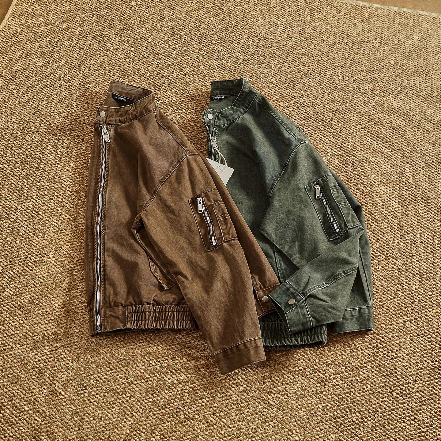 Personalized stand-up collar snap-collar work jacket men's old washing classic versatile jacket top
