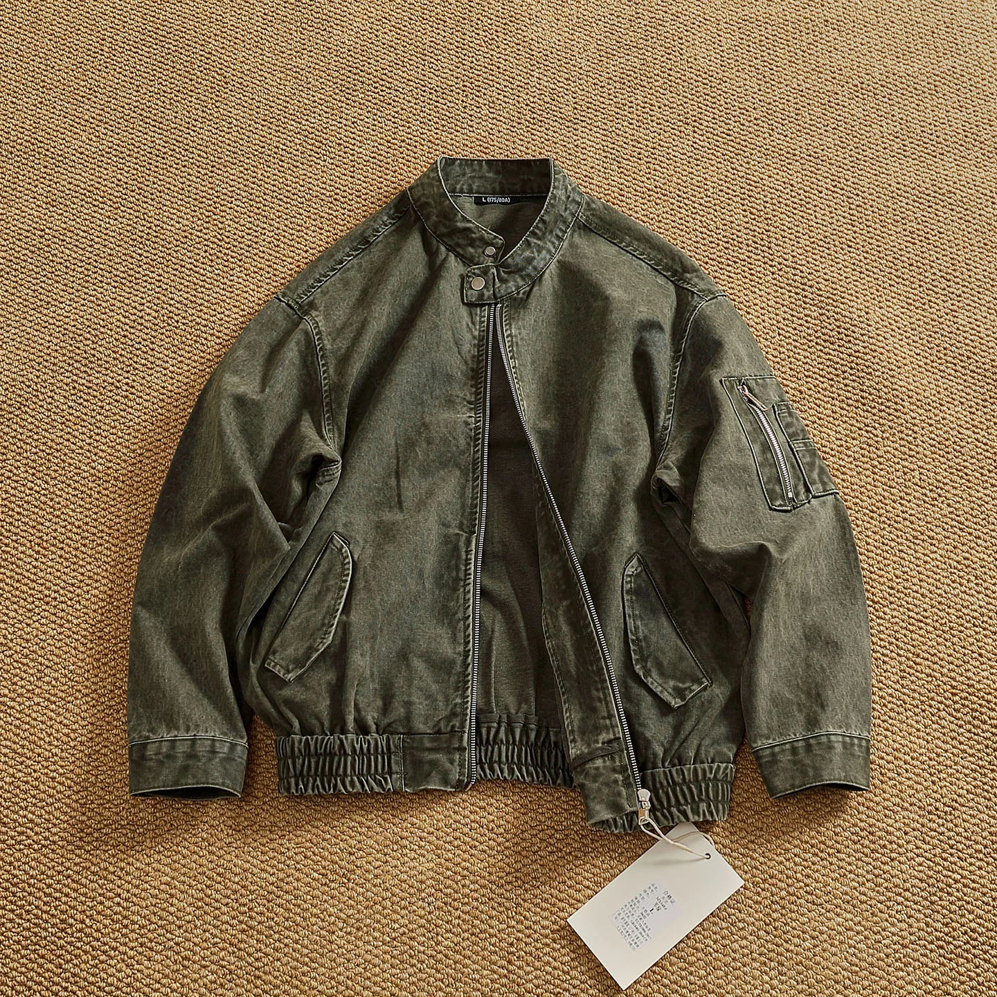 Personalized stand-up collar snap-collar work jacket men's old washing classic versatile jacket top