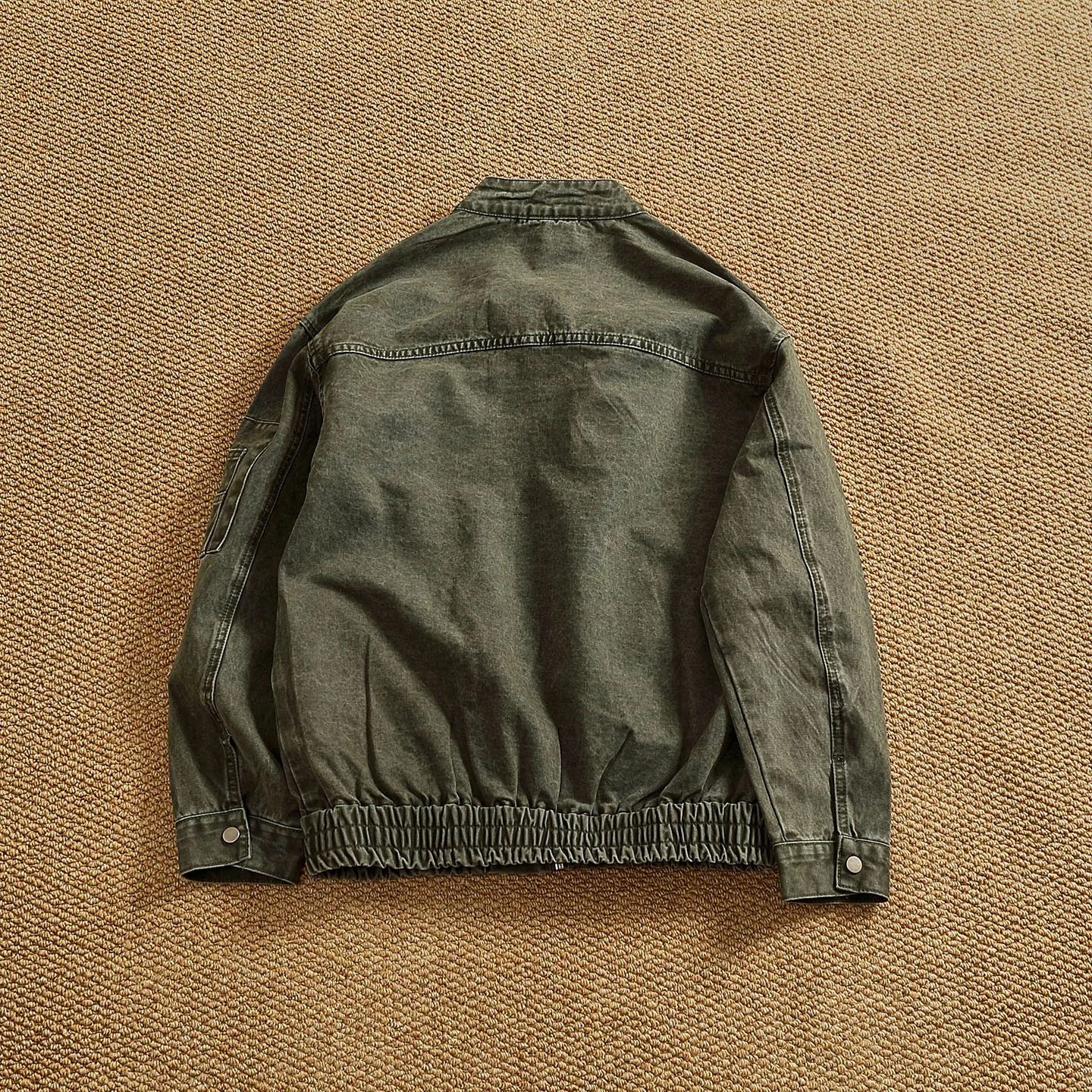 Personalized stand-up collar snap-collar work jacket men's old washing classic versatile jacket top