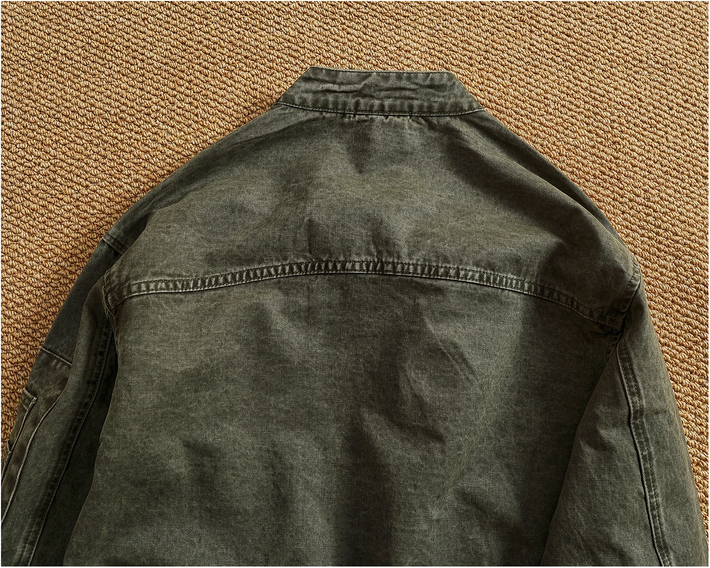 Personalized stand-up collar snap-collar work jacket men's old washing classic versatile jacket top