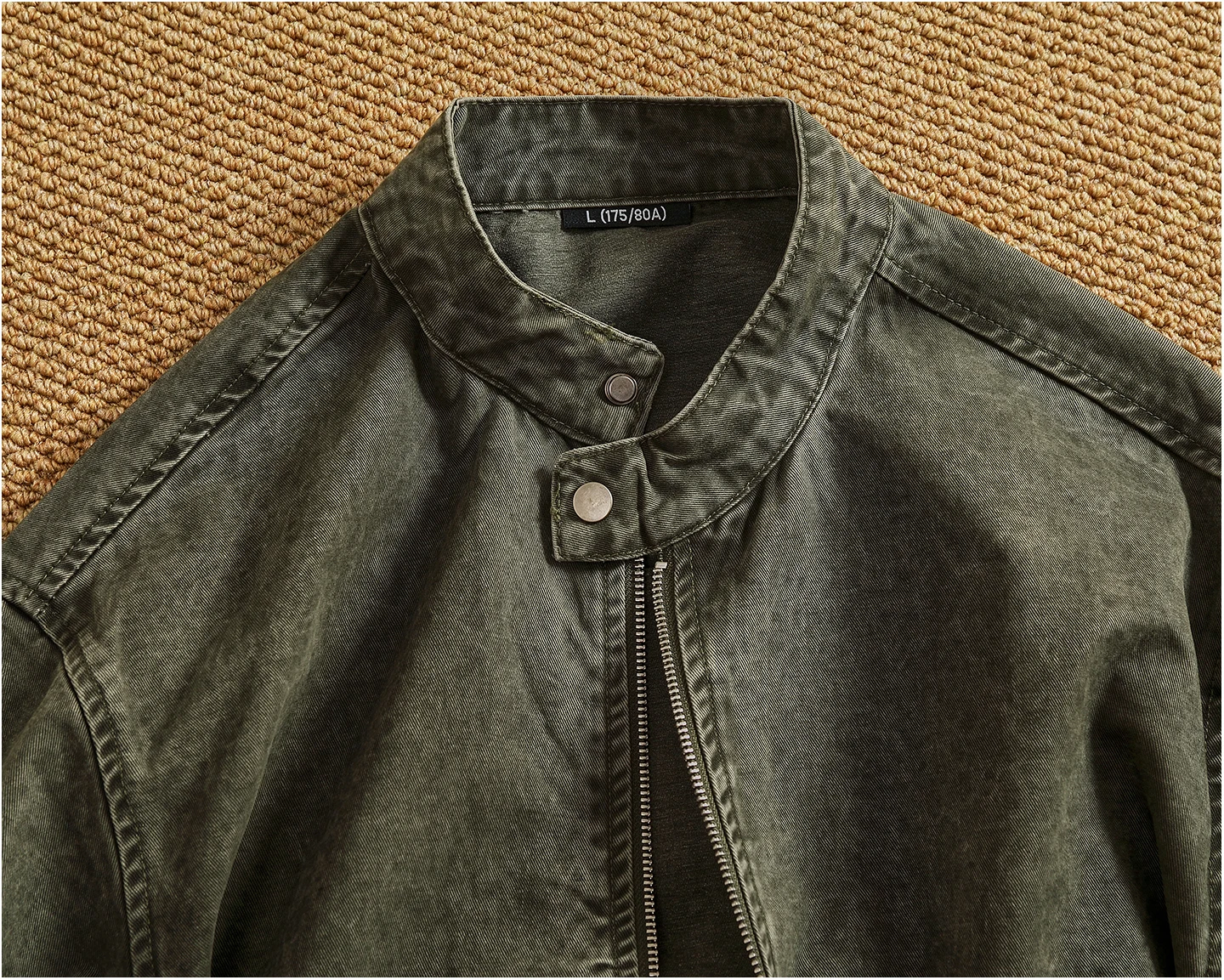 Personalized stand-up collar snap-collar work jacket men's old washing classic versatile jacket top