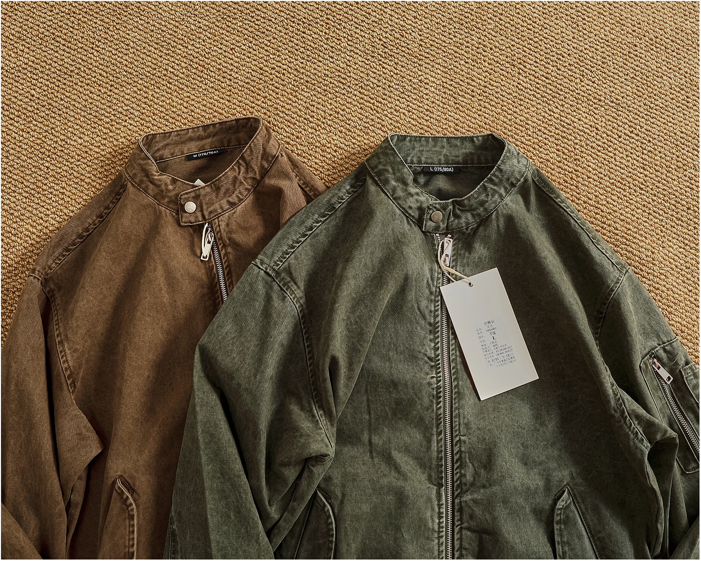 Personalized stand-up collar snap-collar work jacket men's old washing classic versatile jacket top