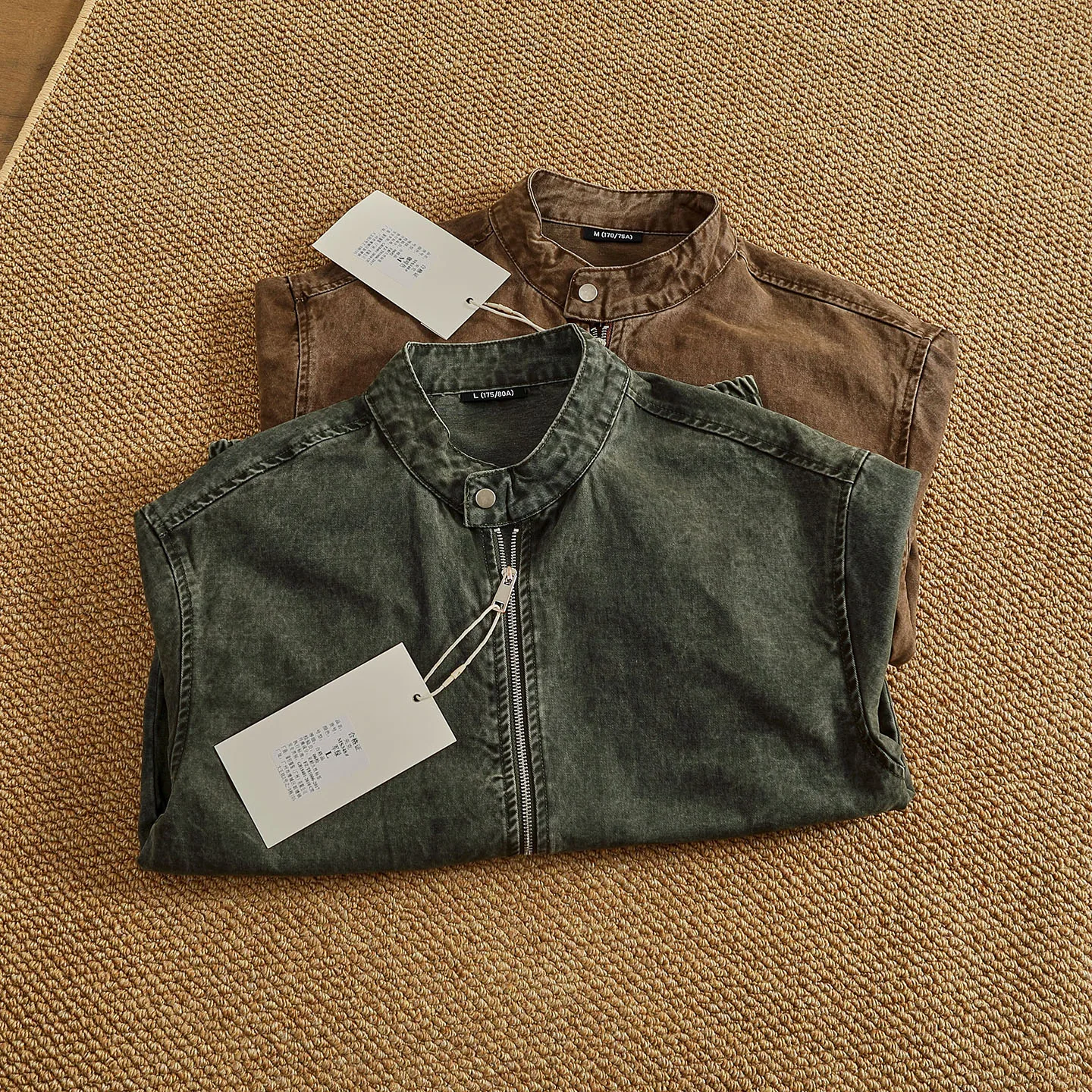 Personalized stand-up collar snap-collar work jacket men's old washing classic versatile jacket top