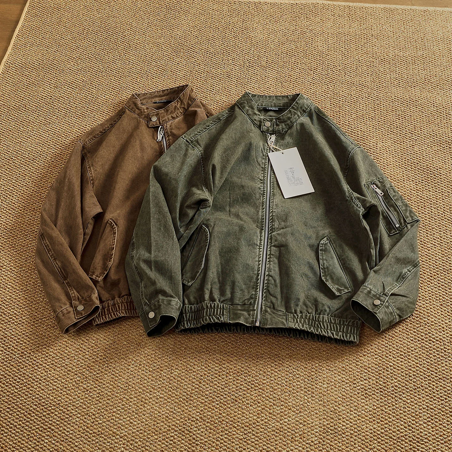 Personalized stand-up collar snap-collar work jacket men's old washing classic versatile jacket top