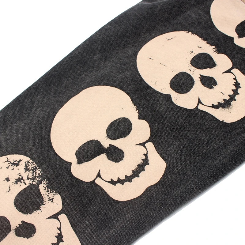 Asian Code Hiphop Street Distressed Washed Worn SATOSHI Zip-up Hoodie Flame Skeleton Vintage Faded Print Jacket Men Women Outfit