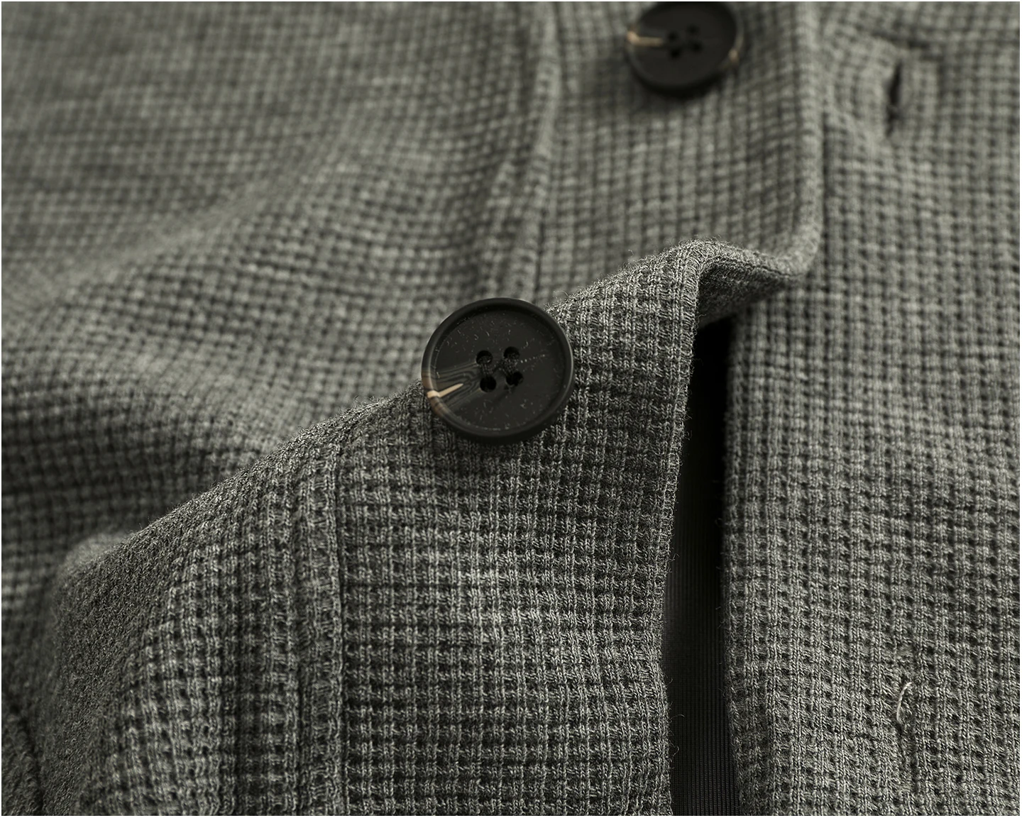 Retro cardigan jacket men's tops heavyweight thick textured V-neck knitted collarless sweatshirt