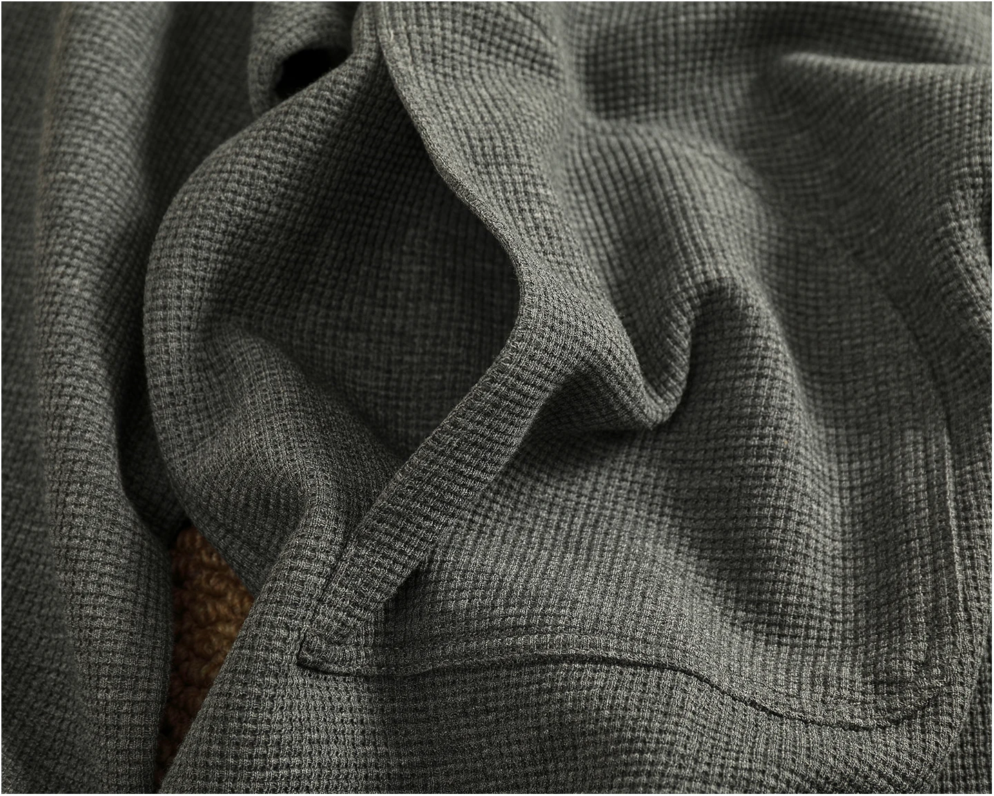 Retro cardigan jacket men's tops heavyweight thick textured V-neck knitted collarless sweatshirt