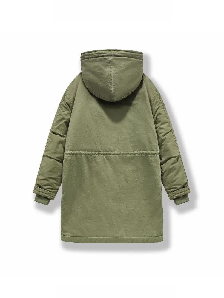 New American Retro M51 Mid-Length Windbreaker Parka with Hood Coat - Amish Cotton Long Coat for Men Fall/Winter