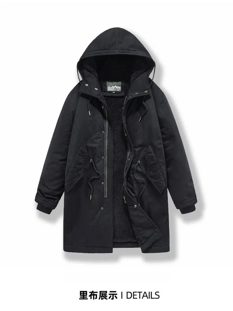 New American Retro M51 Mid-Length Windbreaker Parka with Hood Coat - Amish Cotton Long Coat for Men Fall/Winter