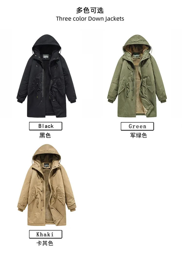 New American Retro M51 Mid-Length Windbreaker Parka with Hood Coat - Amish Cotton Long Coat for Men Fall/Winter