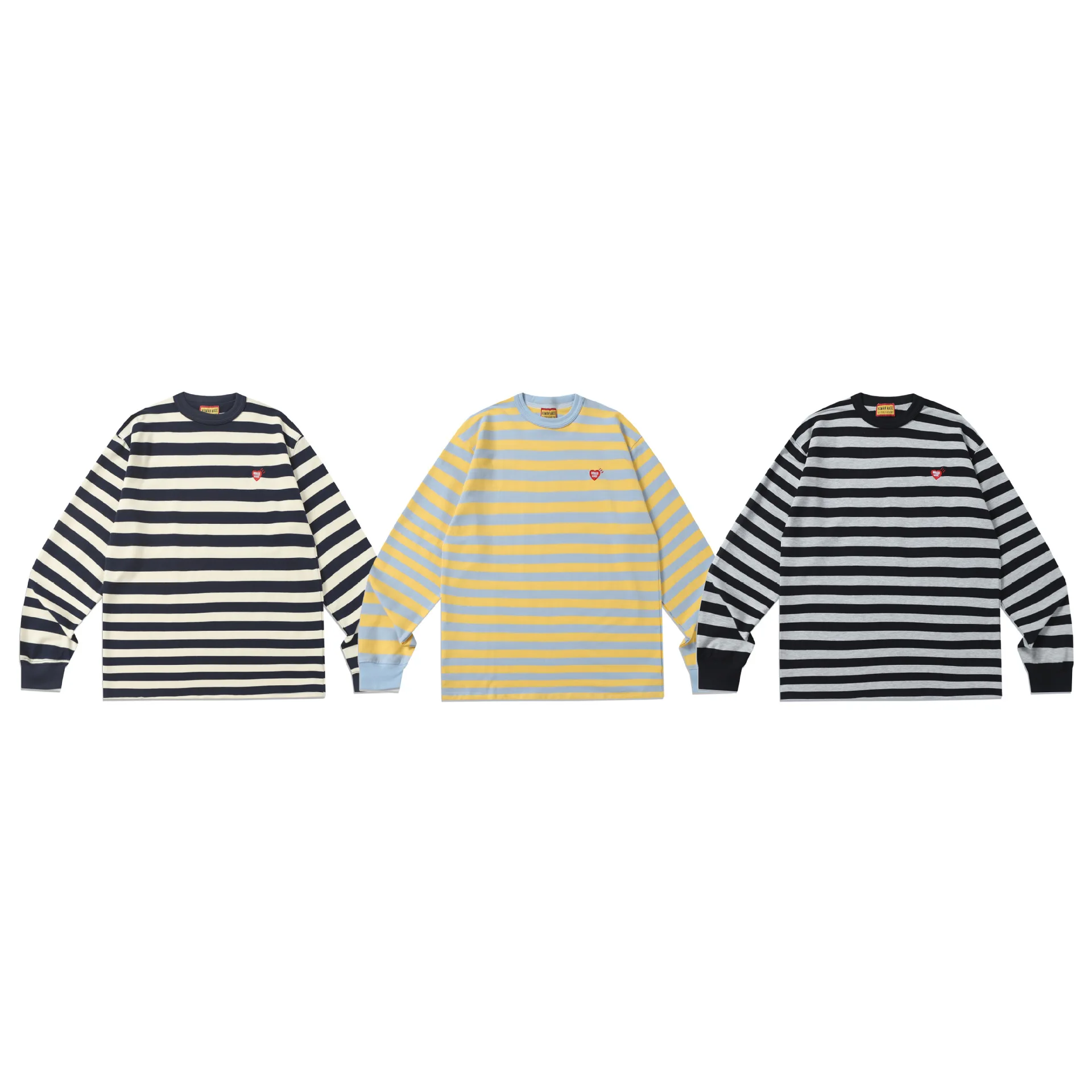 Human Made New Stripe L/S T-Shirt Cityboy Style Heavy Cotton Top Streetwear
