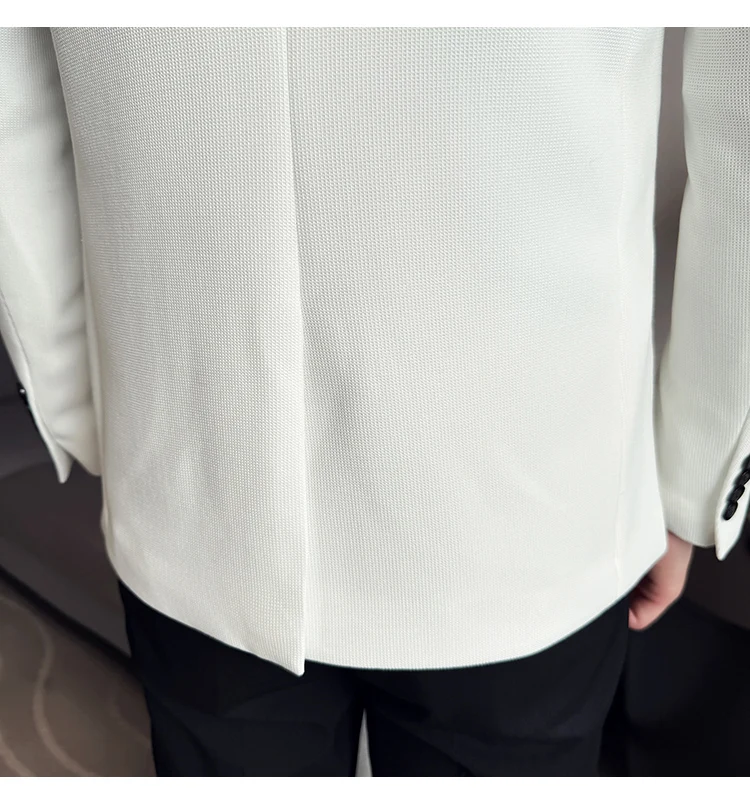 Waffle New Chinese Stand-Up Collar Suit Coats Men Slim Fit Business Casual Fashion Suits Jacket Formal Social Prom Party Tuxedos