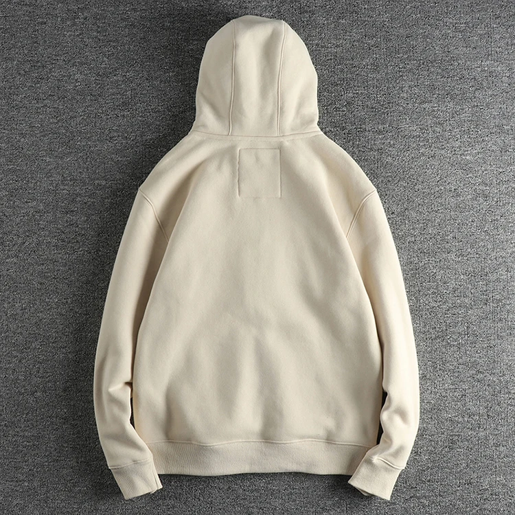 Autumn Winter American Retro Heavyweight Long Sleeved Hooded Hoodies Men's Simple Thickened Velvet Casual Cardigan Sweatshirts