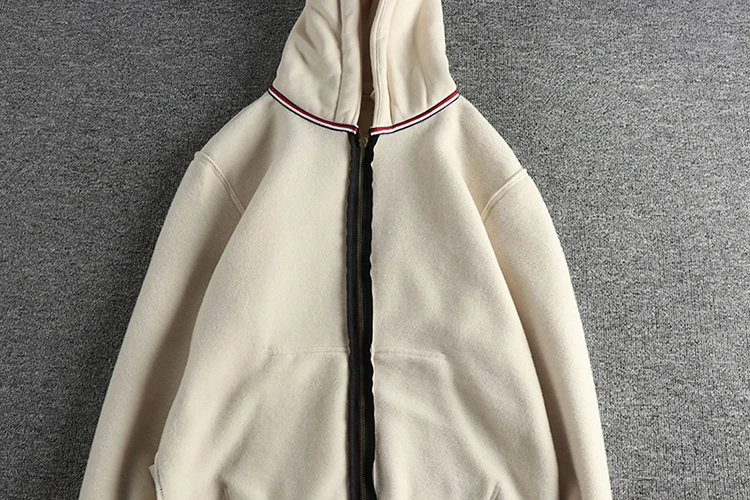 Autumn Winter American Retro Heavyweight Long Sleeved Hooded Hoodies Men's Simple Thickened Velvet Casual Cardigan Sweatshirts