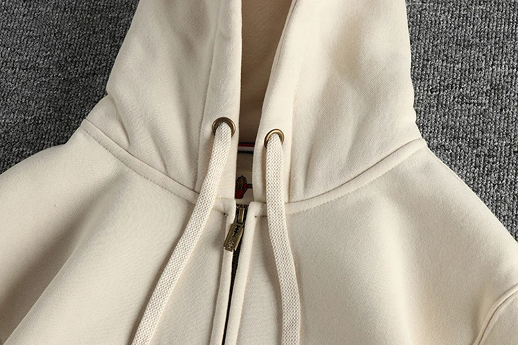 Autumn Winter American Retro Heavyweight Long Sleeved Hooded Hoodies Men's Simple Thickened Velvet Casual Cardigan Sweatshirts
