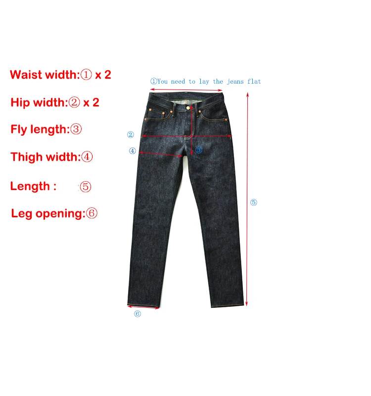 Sauce Zhan Mens Jeans White Selvedge Denim Jeans Regular Fit High Rise 14 Oz One Wash