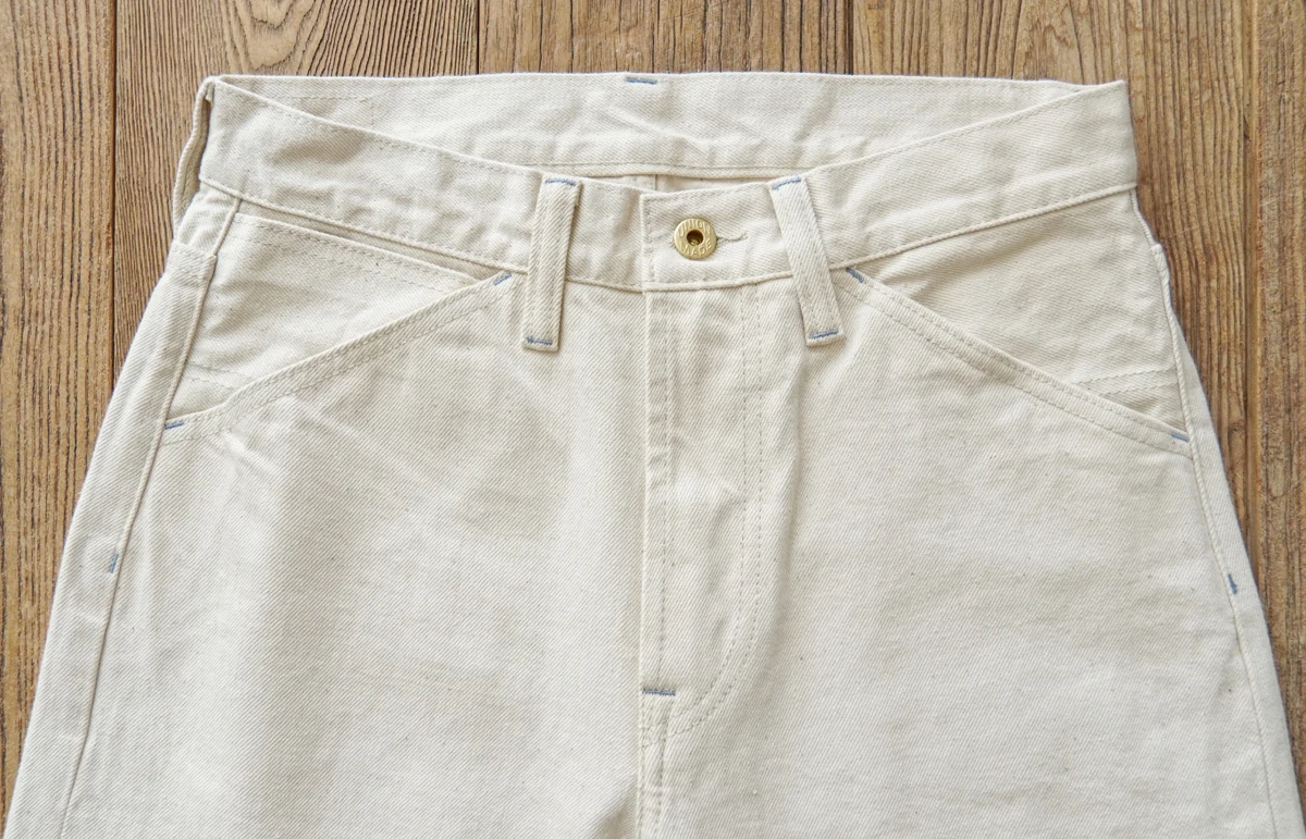 Sauce Zhan Mens Jeans White Selvedge Denim Jeans Regular Fit High Rise 14 Oz One Wash