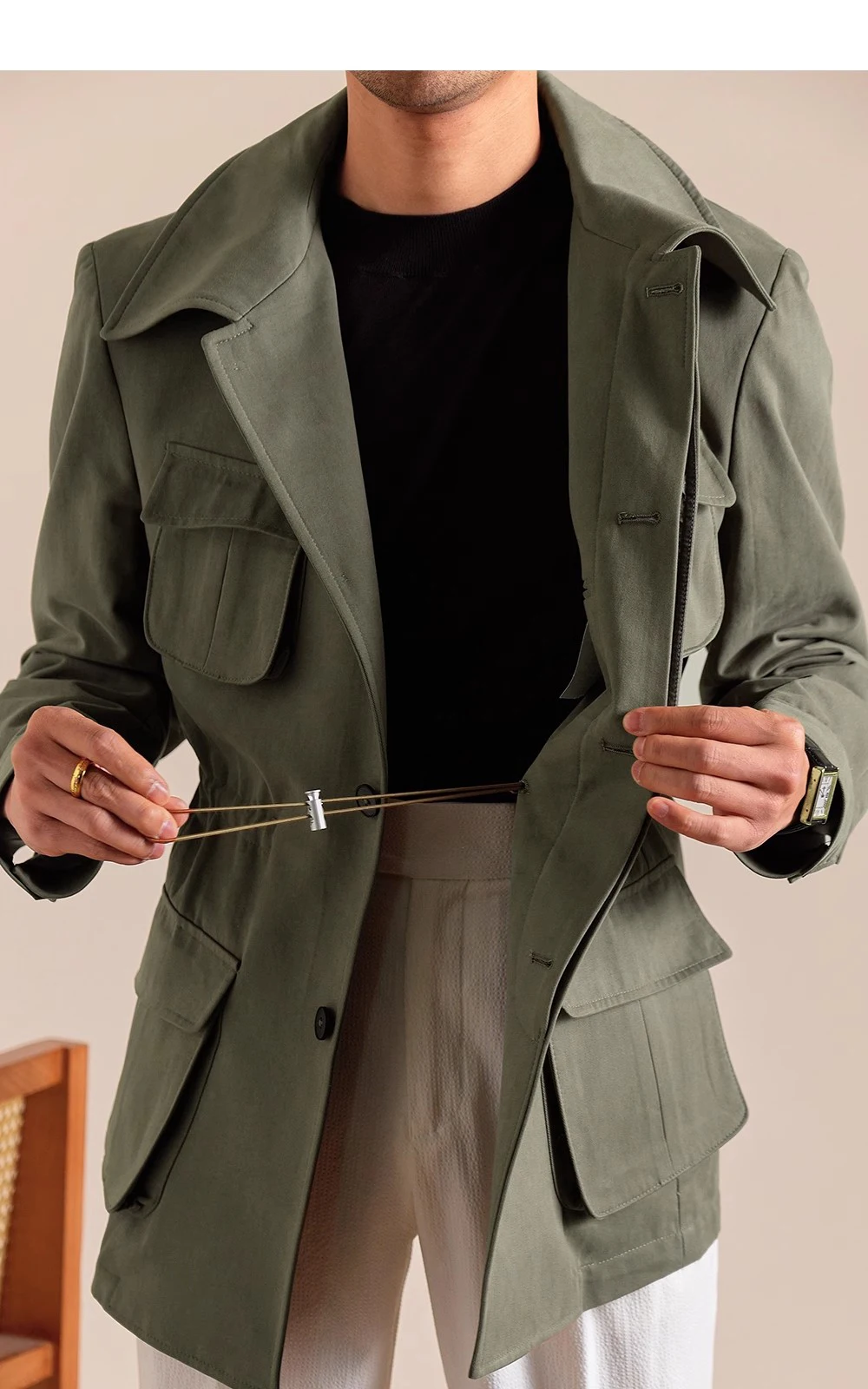 Spring Autumn Pure Cotton Italian Hunting Jacket Men's Retro Business Casual Jacket Top Quality Luxury Military Jacket Top Coat