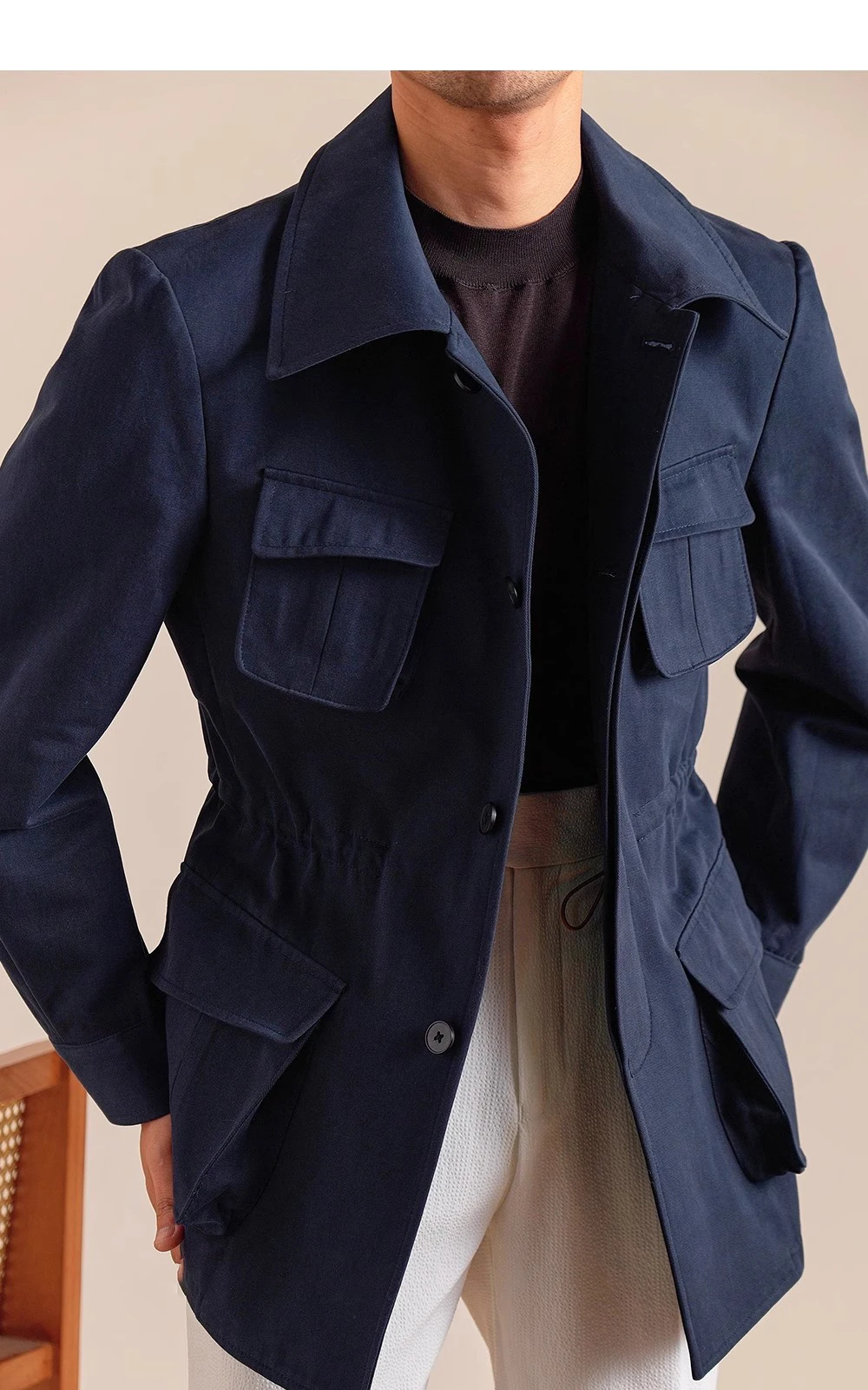 Spring Autumn Pure Cotton Italian Hunting Jacket Men's Retro Business Casual Jacket Top Quality Luxury Military Jacket Top Coat