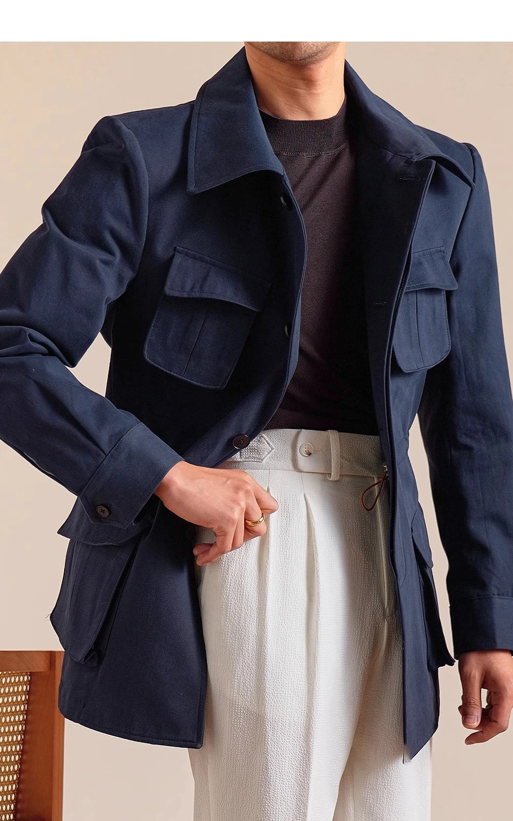 Spring Autumn Pure Cotton Italian Hunting Jacket Men's Retro Business Casual Jacket Top Quality Luxury Military Jacket Top Coat