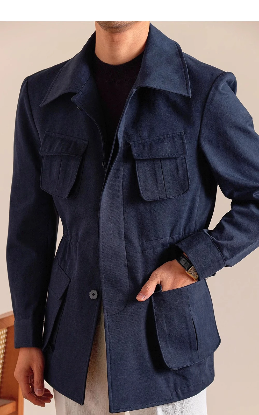 Spring Autumn Pure Cotton Italian Hunting Jacket Men's Retro Business Casual Jacket Top Quality Luxury Military Jacket Top Coat
