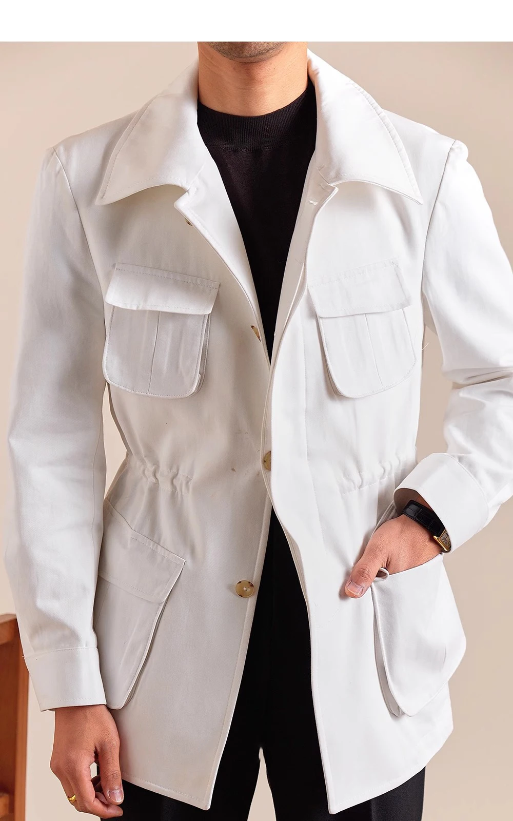 Spring Autumn Pure Cotton Italian Hunting Jacket Men's Retro Business Casual Jacket Top Quality Luxury Military Jacket Top Coat