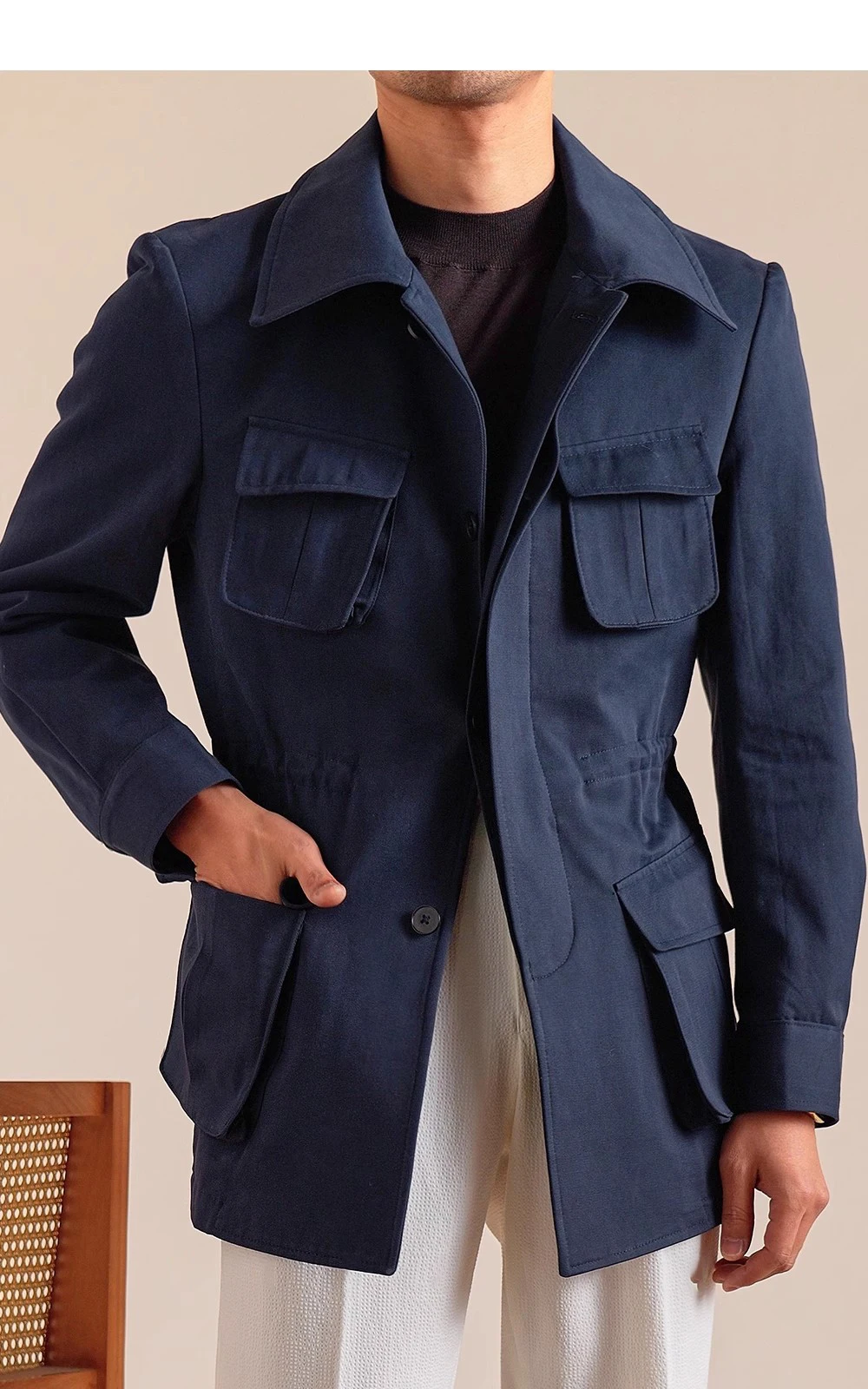 Spring Autumn Pure Cotton Italian Hunting Jacket Men's Retro Business Casual Jacket Top Quality Luxury Military Jacket Top Coat
