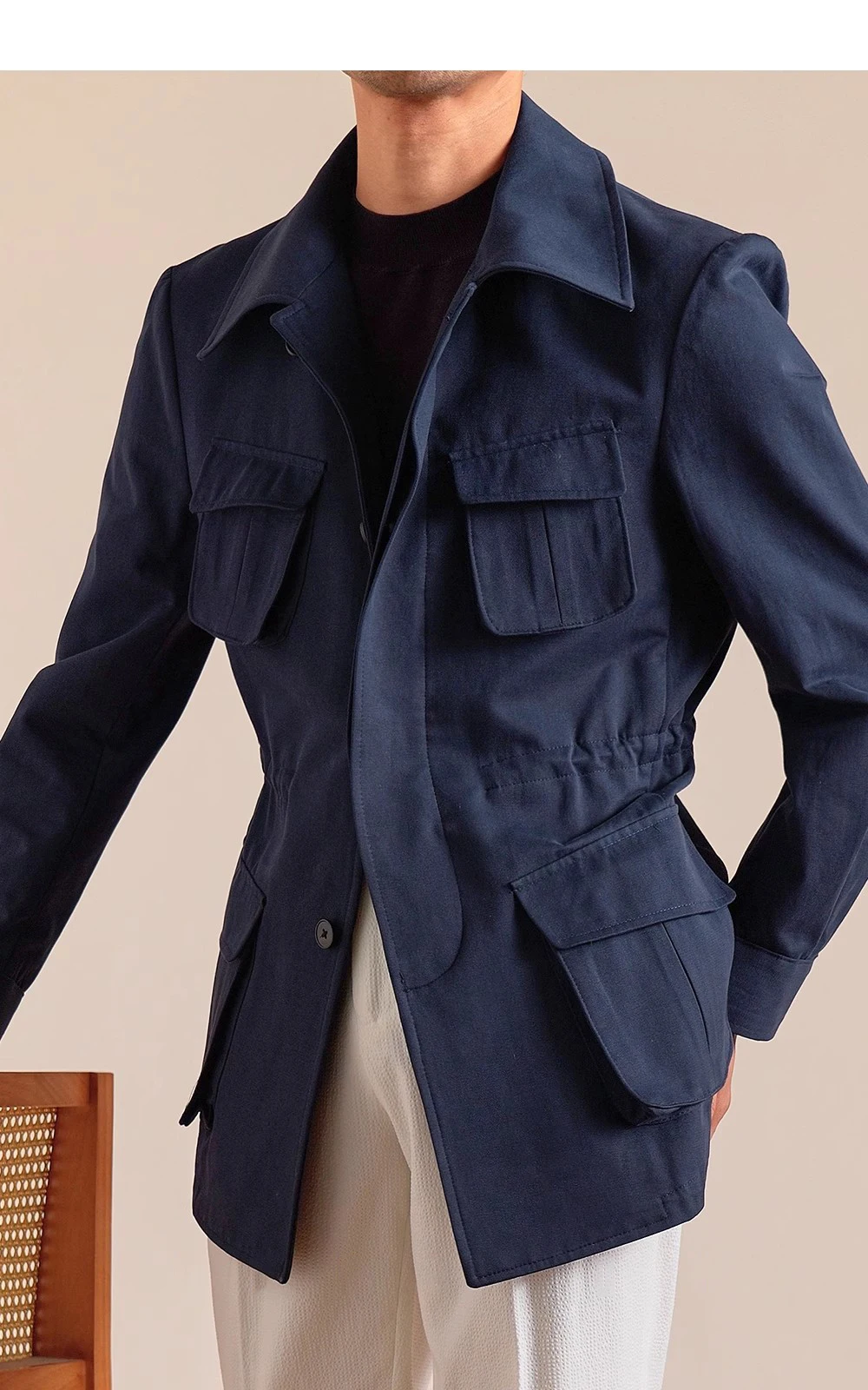 Spring Autumn Pure Cotton Italian Hunting Jacket Men's Retro Business Casual Jacket Top Quality Luxury Military Jacket Top Coat