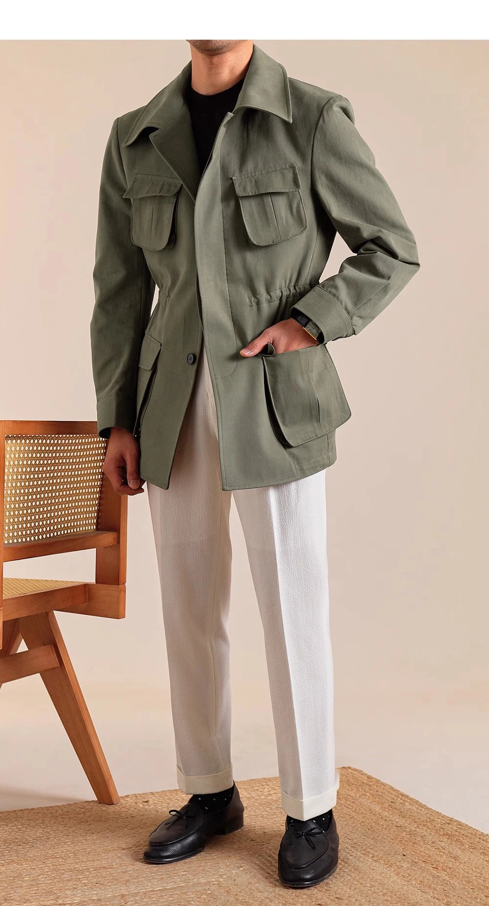 Spring Autumn Pure Cotton Italian Hunting Jacket Men's Retro Business Casual Jacket Top Quality Luxury Military Jacket Top Coat