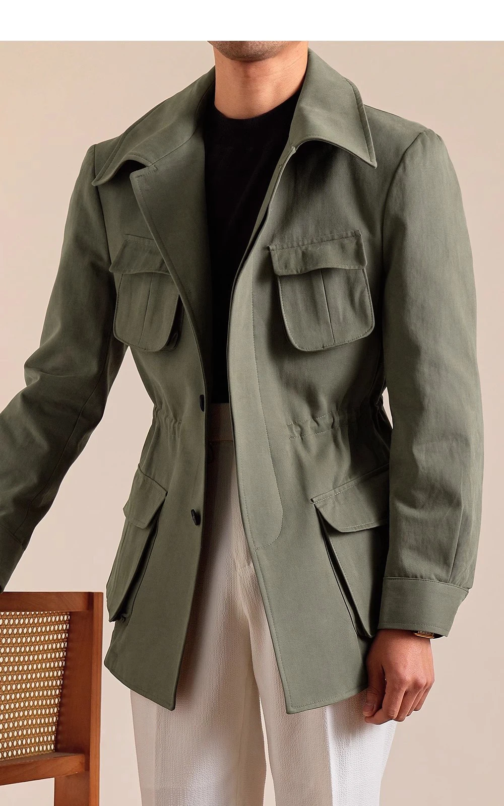 Spring Autumn Pure Cotton Italian Hunting Jacket Men's Retro Business Casual Jacket Top Quality Luxury Military Jacket Top Coat