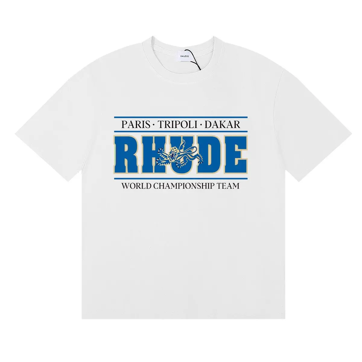 Rhude Summer Trendy Graphic Logo Letter High-Quality Pure Cotton Short Sleeve T-Shirt, Versatile Casual Top
