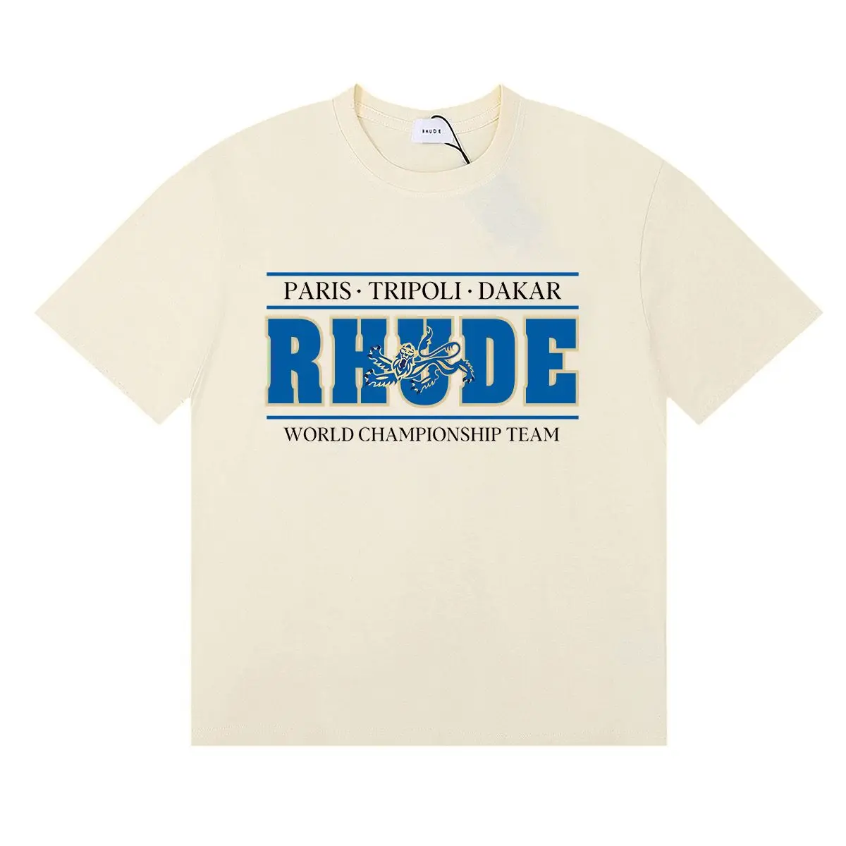 Rhude Summer Trendy Graphic Logo Letter High-Quality Pure Cotton Short Sleeve T-Shirt, Versatile Casual Top