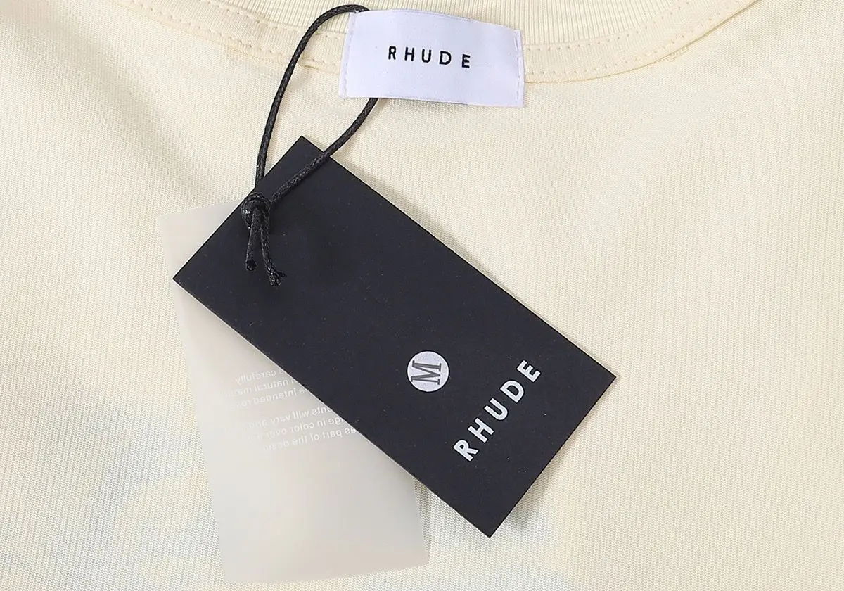 Rhude Summer Trendy Graphic Logo Letter High-Quality Pure Cotton Short Sleeve T-Shirt, Versatile Casual Top