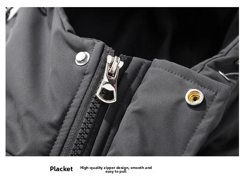American fashion brand down jacket men's winter new solid color warm hooded bread suit cotton jacket thickened loose jacket