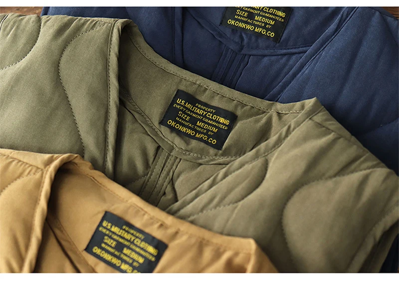 Vintage Amekaji Waistcoat Men Autumn Winter New V-neck Multi-pocket Quilting Vest Military Style Meniscus Cotton Hunting Vest