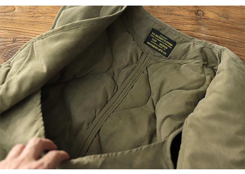 Vintage Amekaji Waistcoat Men Autumn Winter New V-neck Multi-pocket Quilting Vest Military Style Meniscus Cotton Hunting Vest