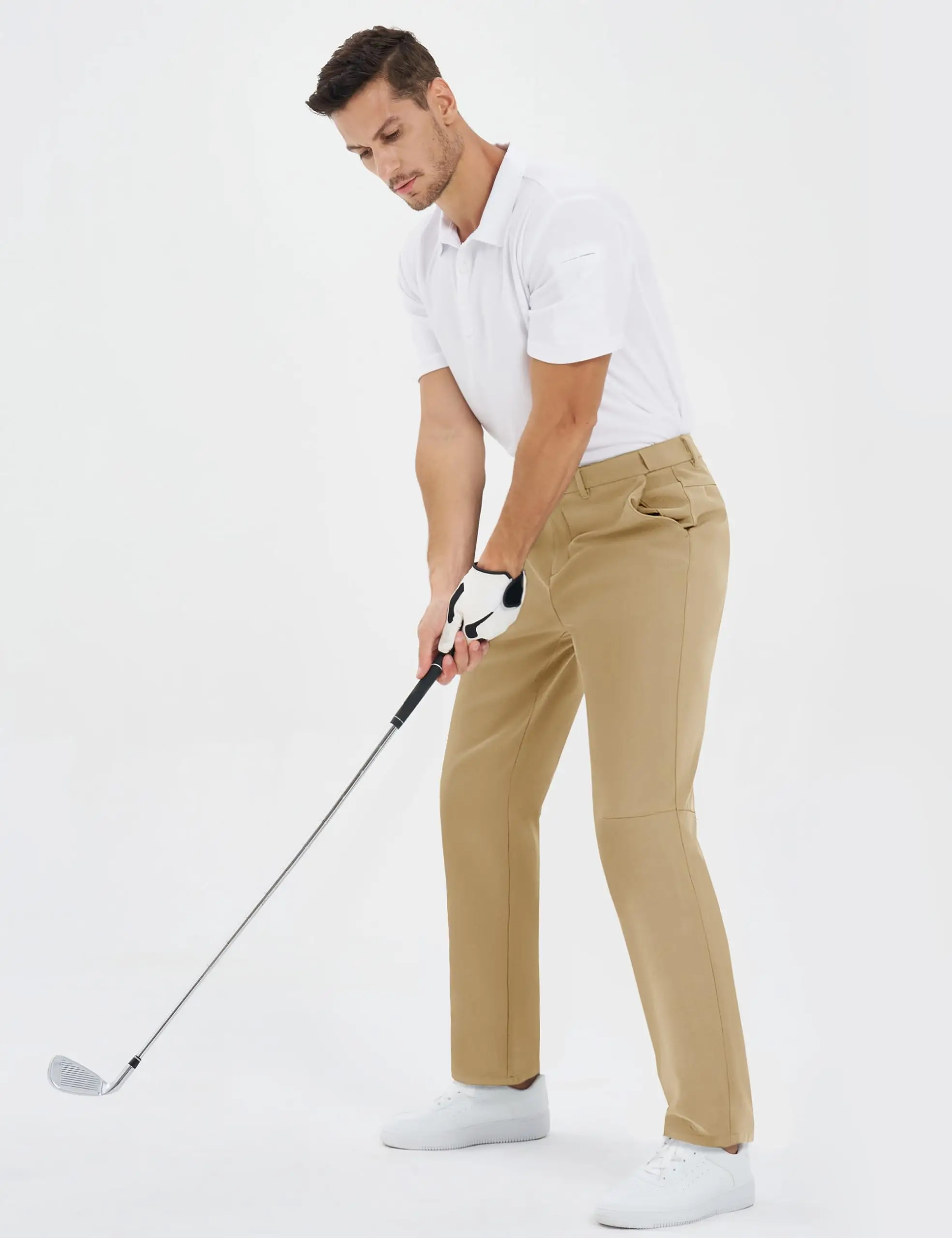 TACVASEN Men's Winter Golf Pants Fleece Lined Warm Stretch Straight Leg Business Casual Work Travel Trousers with Pockets