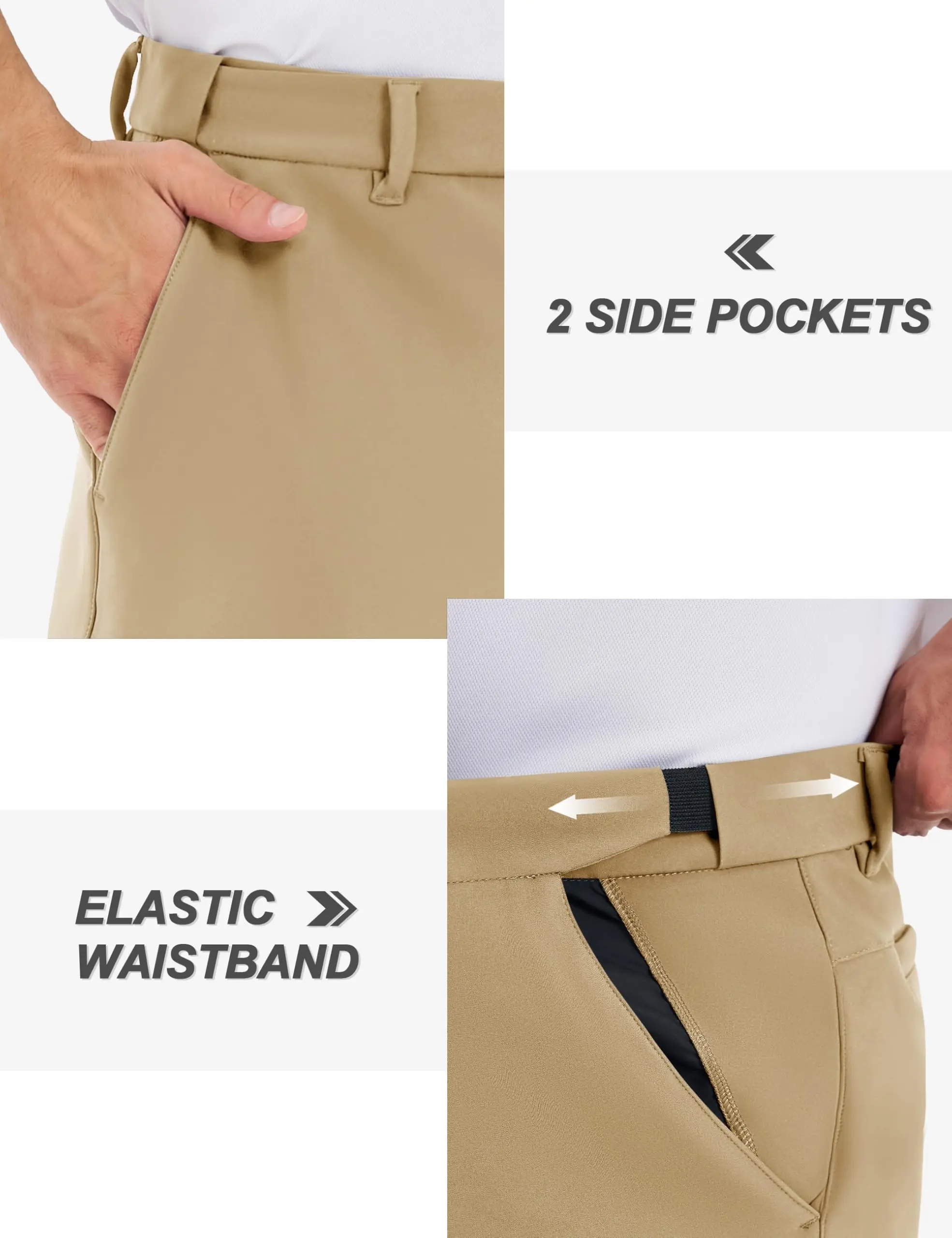TACVASEN Men's Winter Golf Pants Fleece Lined Warm Stretch Straight Leg Business Casual Work Travel Trousers with Pockets