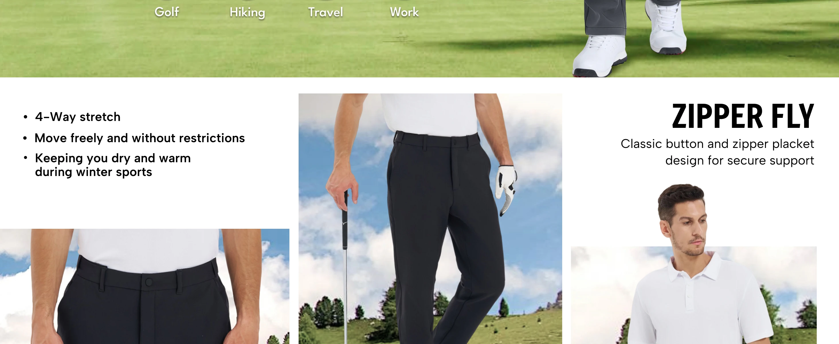 TACVASEN Men's Winter Golf Pants Fleece Lined Warm Stretch Straight Leg Business Casual Work Travel Trousers with Pockets