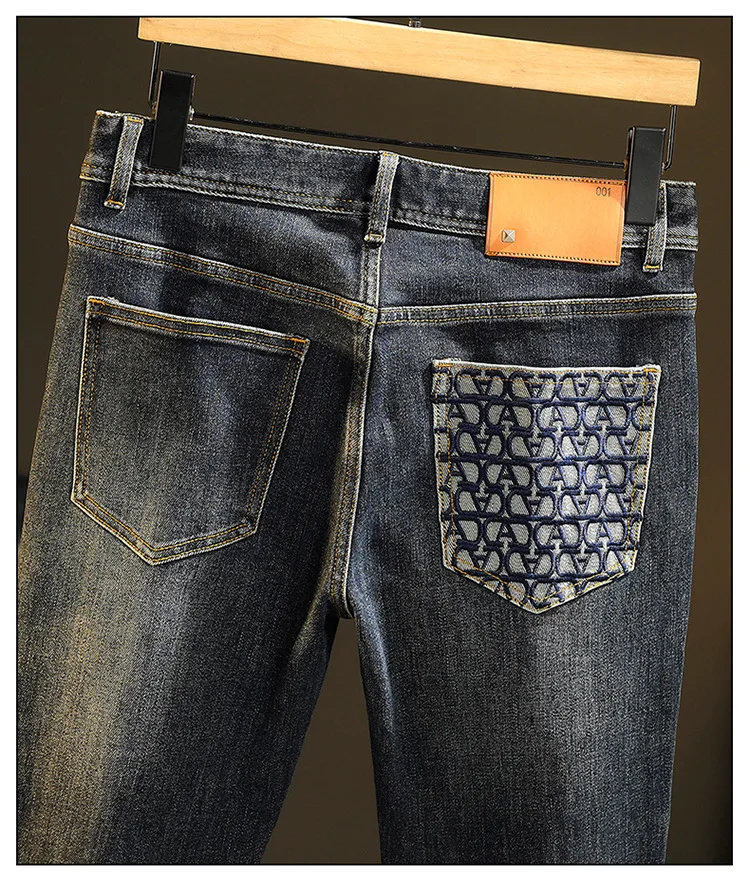 2024 New Light Luxury Jeans Men's Spring and Autumn Versatile High-End Casual Affordable Luxury Fashion Slim Trousers
