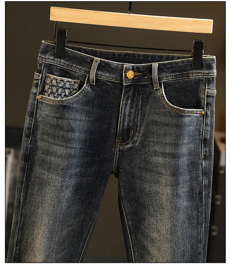 2024 New Light Luxury Jeans Men's Spring and Autumn Versatile High-End Casual Affordable Luxury Fashion Slim Trousers