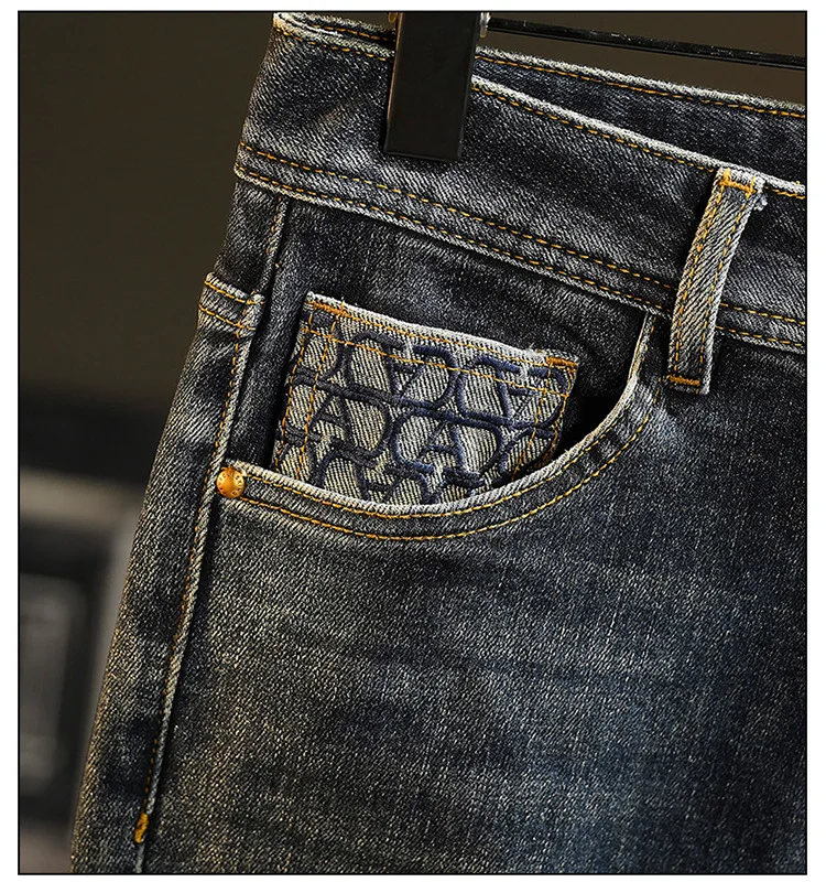 2024 New Light Luxury Jeans Men's Spring and Autumn Versatile High-End Casual Affordable Luxury Fashion Slim Trousers