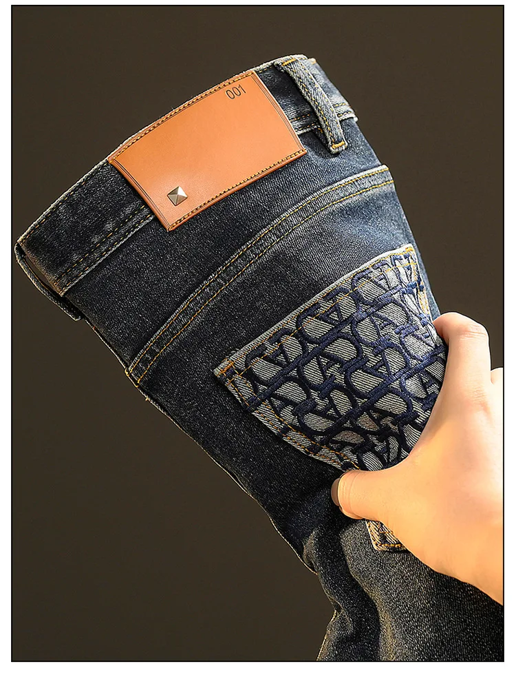 2024 New Light Luxury Jeans Men's Spring and Autumn Versatile High-End Casual Affordable Luxury Fashion Slim Trousers