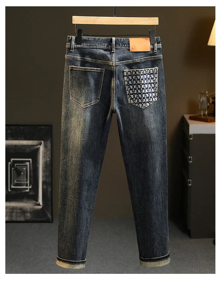 2024 New Light Luxury Jeans Men's Spring and Autumn Versatile High-End Casual Affordable Luxury Fashion Slim Trousers