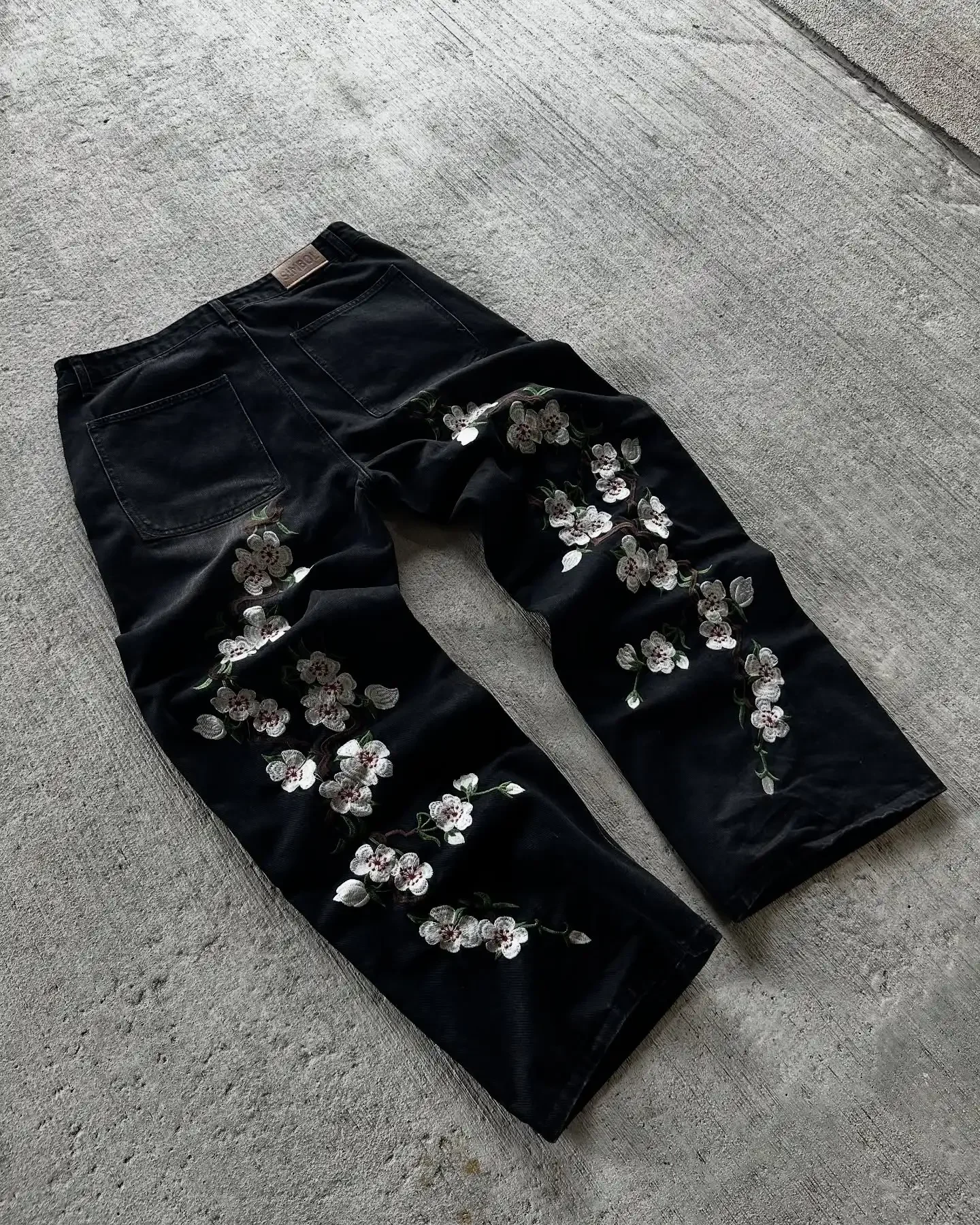 Jeans Embroidered Jeans Vintage Low Waist Wide Leg Trousers Harajuku Mens Womes Baggy Jeans Y2K Clothes
