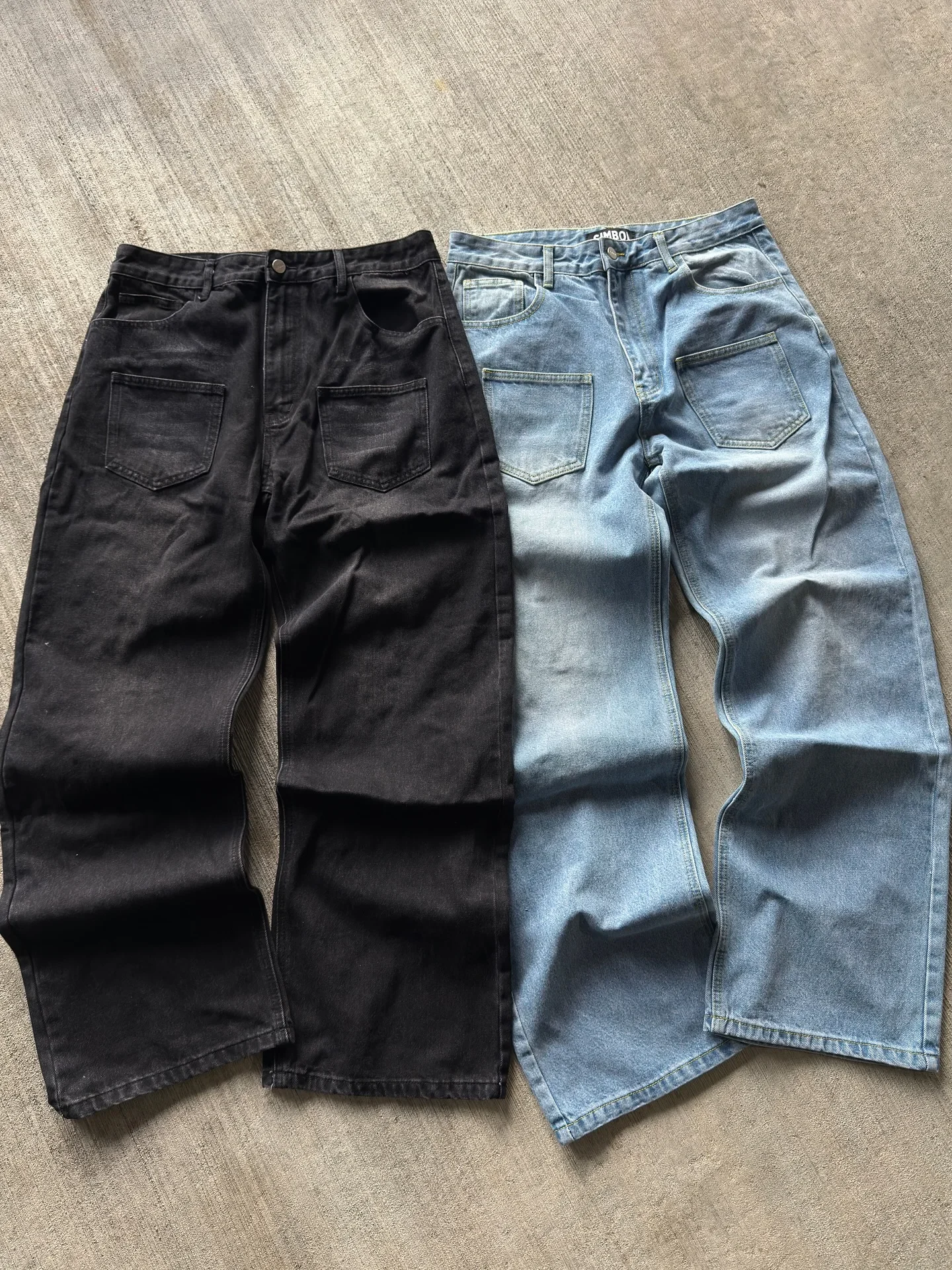 Jeans Embroidered Jeans Vintage Low Waist Wide Leg Trousers Harajuku Mens Womes Baggy Jeans Y2K Clothes