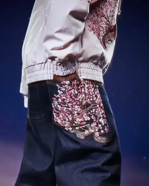 Jeans Embroidered Jeans Vintage Low Waist Wide Leg Trousers Harajuku Mens Womes Baggy Jeans Y2K Clothes