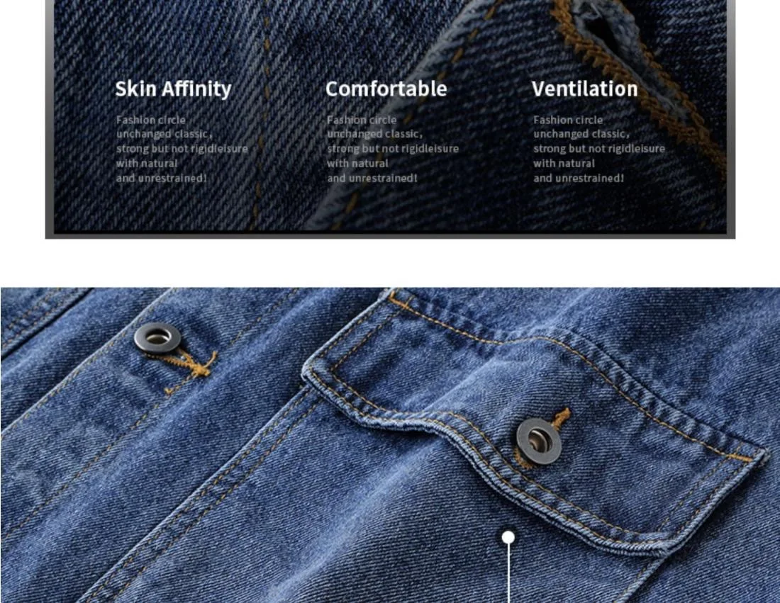 2024 Spring and Autumn New Fashion Solid Color Large Size Denim Coat Men's Casual Loose Comfortable High Quality Jacket M-4XL