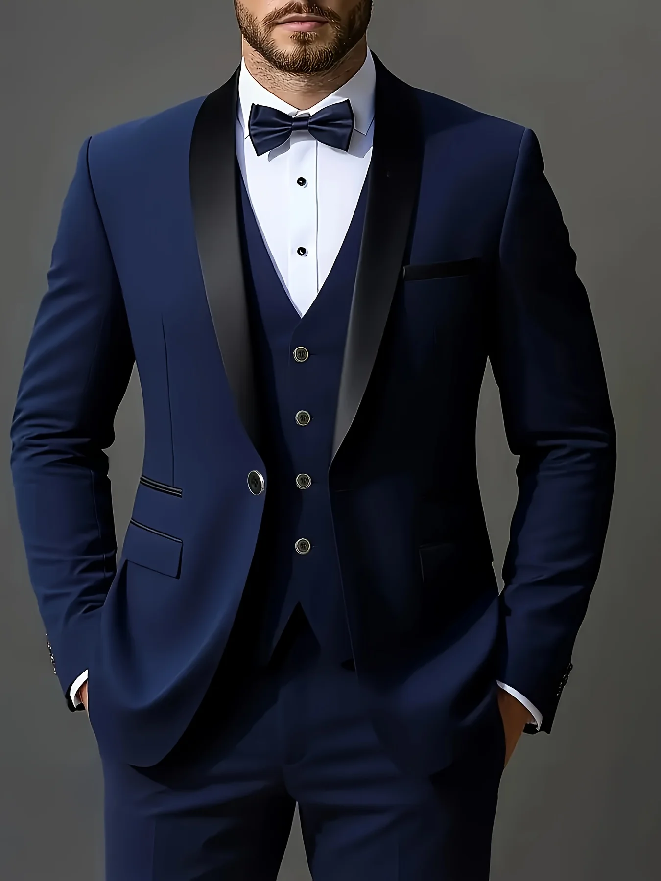 Men's 3pcs Suit Set, Jacket + Vest + Pants, Fashionable High-Quality, Suitable for Weddings, Parties and Formal Occasions