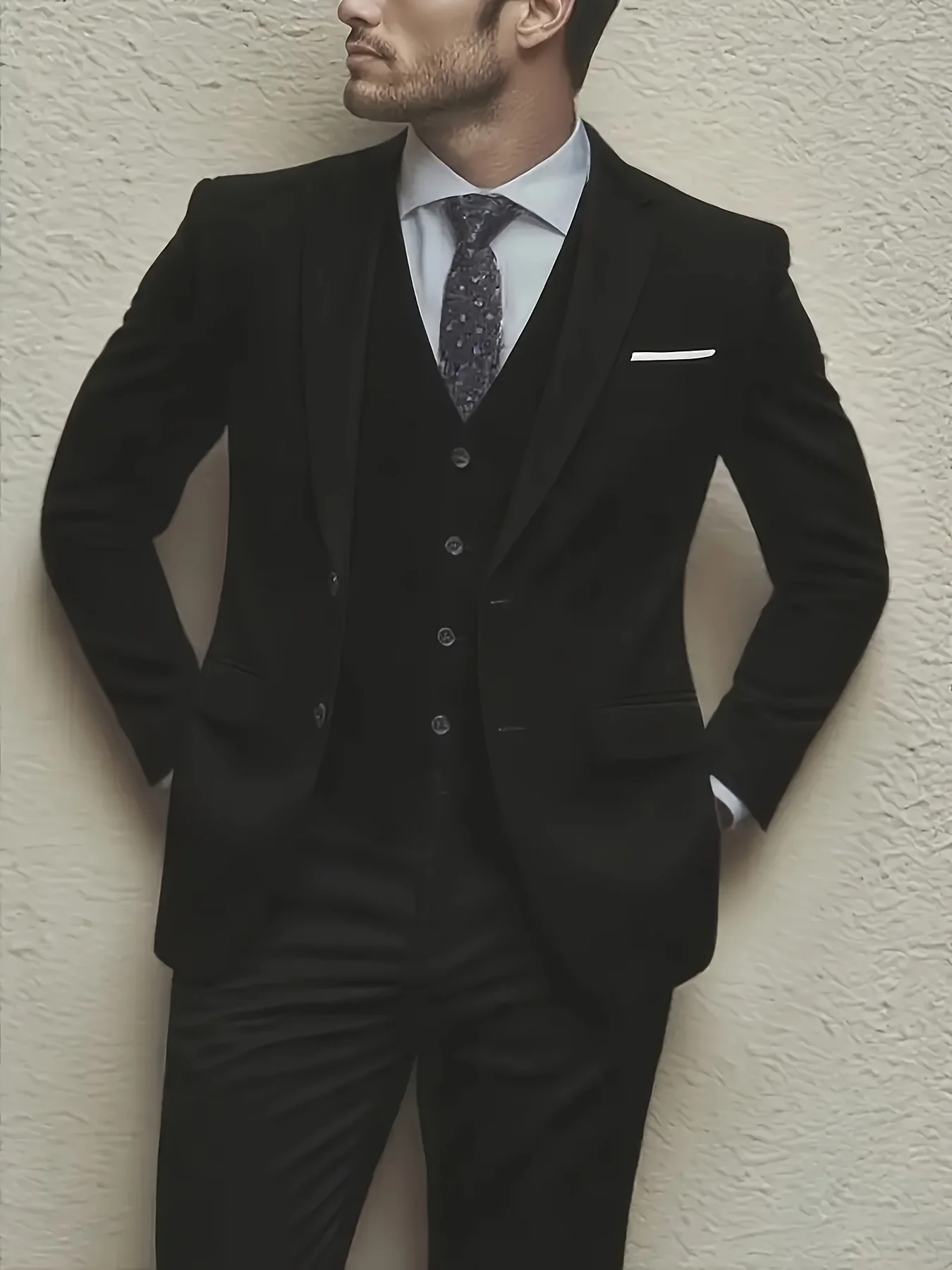 Men's 3pcs Suit Set, Jacket + Vest + Pants, Fashionable High-Quality, Suitable for Weddings, Parties and Formal Occasions